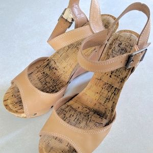 Lucky Brand Nude Wedge Strap Sandals